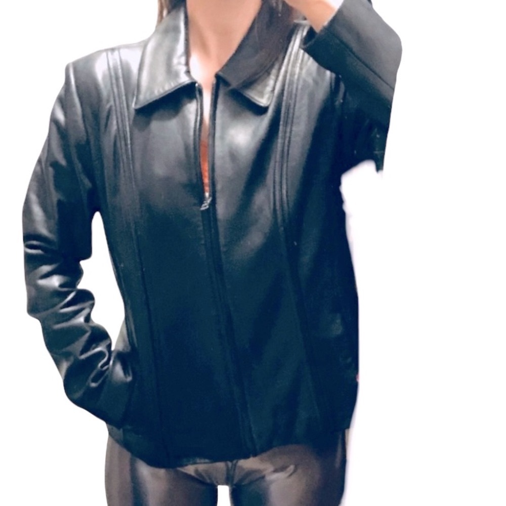 Jones Wear Sport lined soft leather bikercore baddie aesthetic jacket black M - Picture 3 of 11